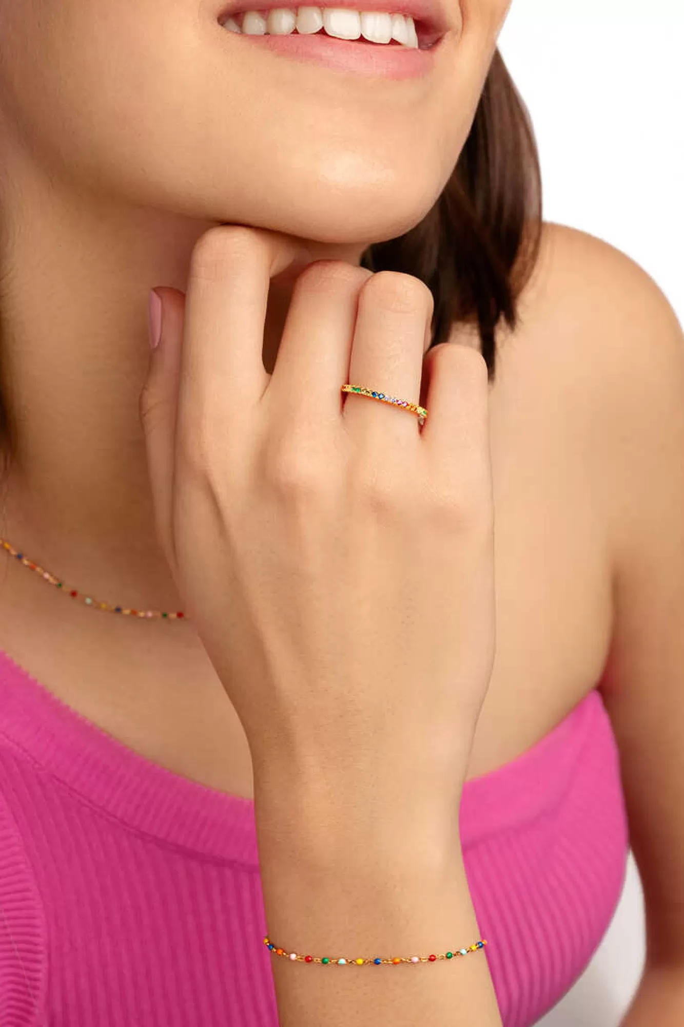 Singularu Anillo Cleo Colors Plata Bano Oro
