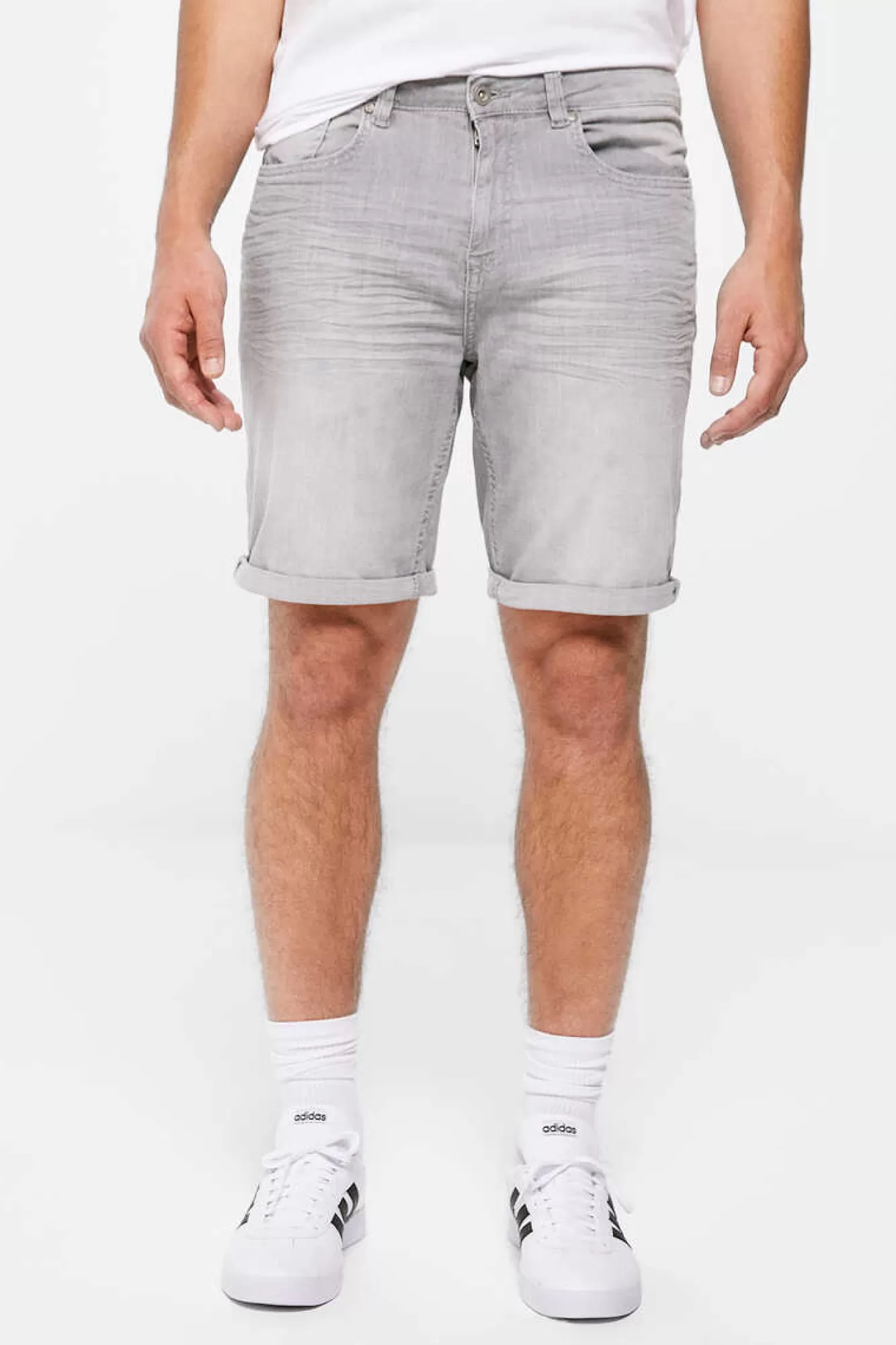 * Bermudas De Ganga Lavada Basicas Corte Slim Meio-Claras