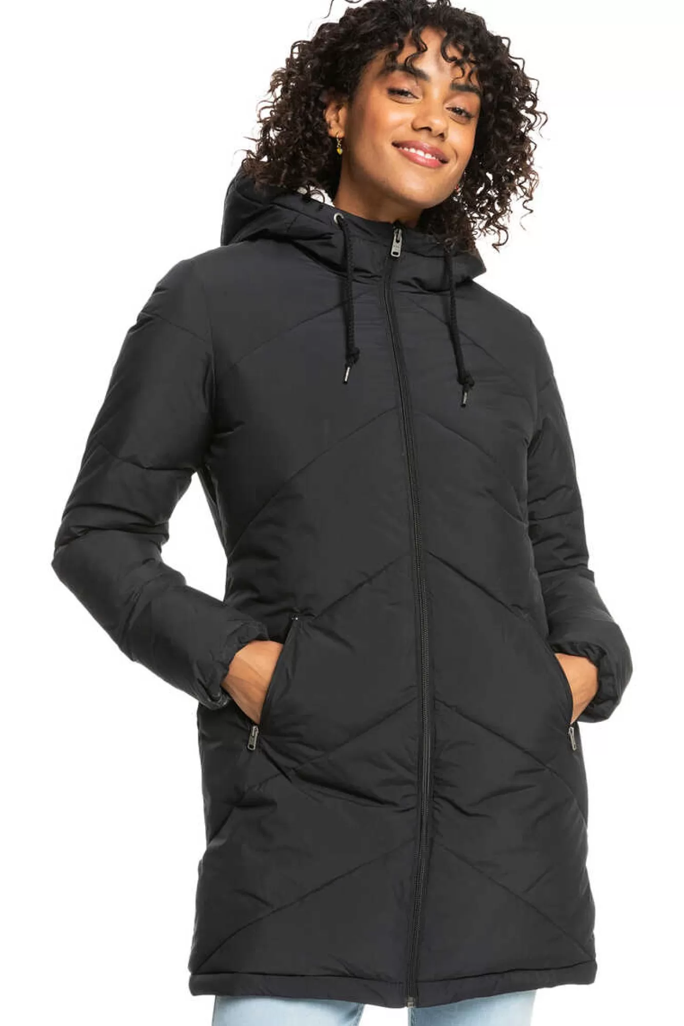 Roxy Better Weather - Casaco Acolchoado Com Capuz E Corte Comprido Para Mulher