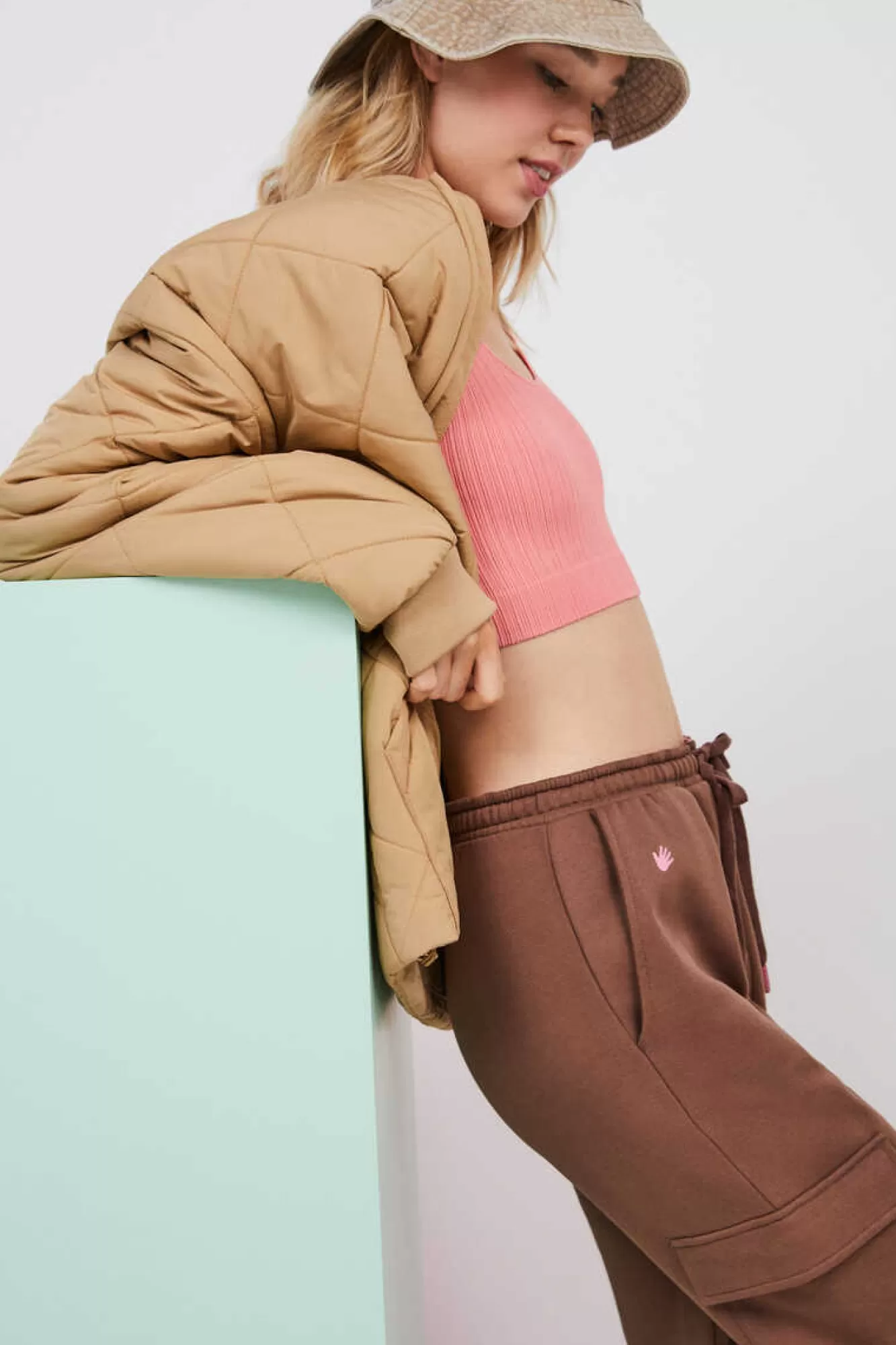 HI&BYE Crop Top Alcas Duplas Sem Costura Cor De Laranja